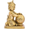 Brass Krishna Baby With Butter 7 Inch