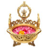 Flower Pot With Goddess Lakshmi Idol Gold Brass Hand Carved Urli