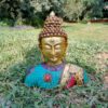 Brass Buddha Bust With Stone Work 9 Inch