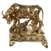 Decorative Nandi/Cow With Calf Sitting Baby Krishna Near To Calf Brass Made Temple/Gift Purpose Statue